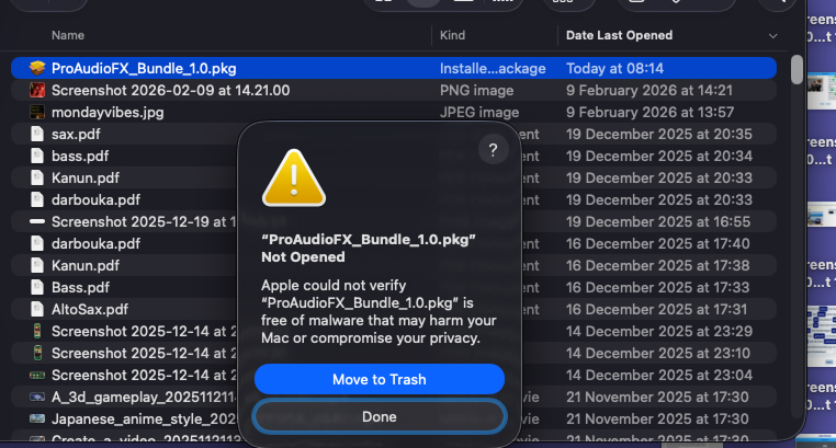 Installation step 1 — open installer package